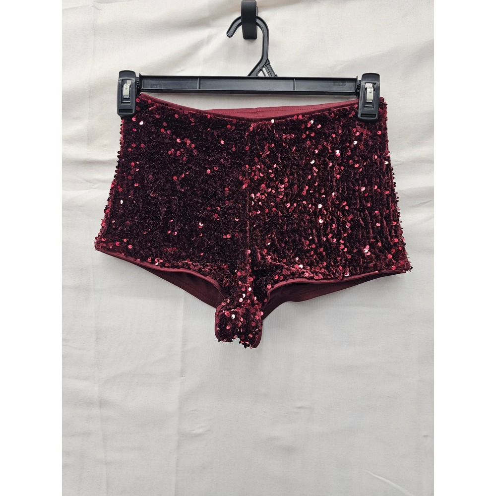 Wild Fable Womens Sequin Shorts Burgundy Polyester Casual Size XS
